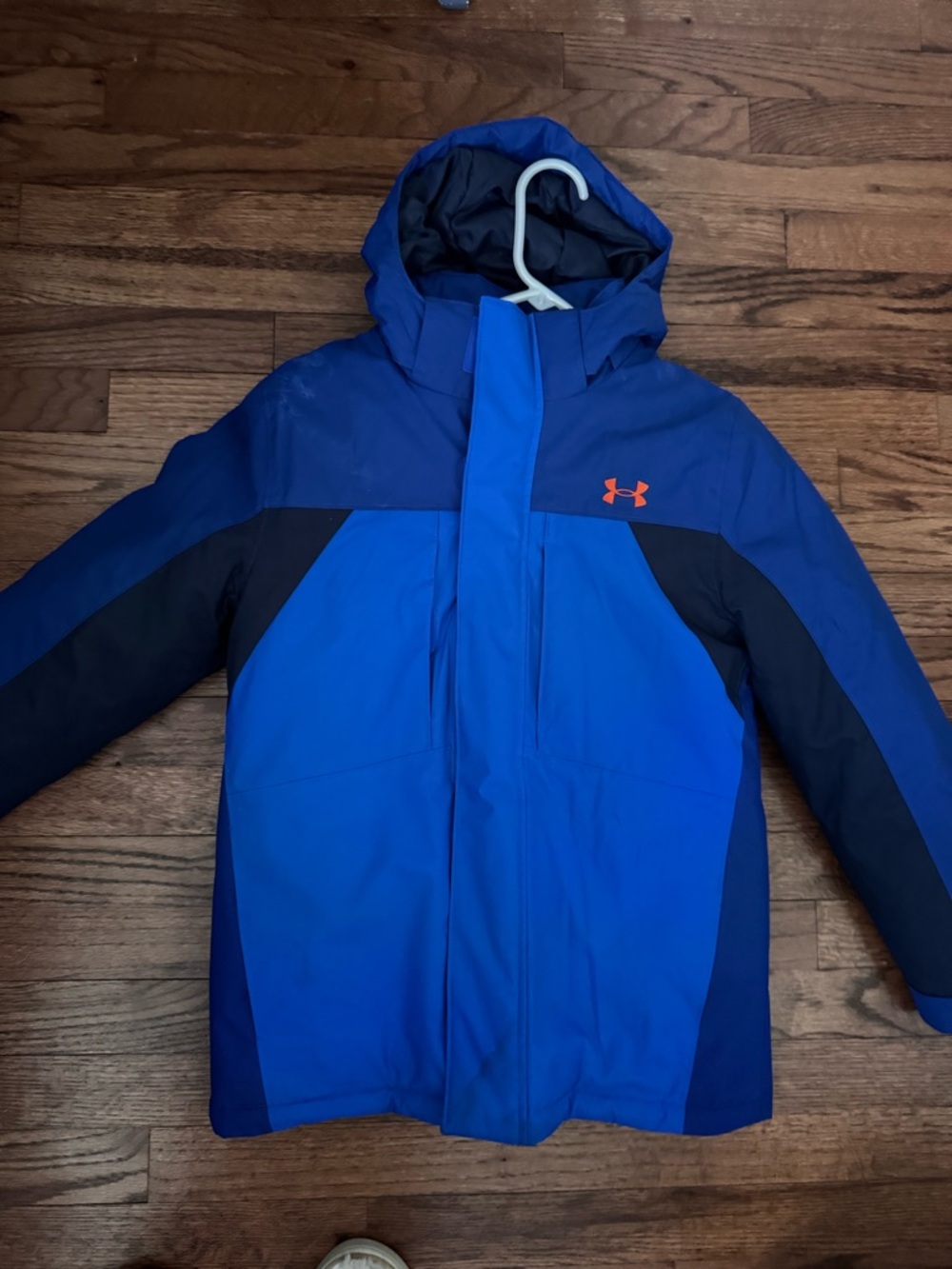 Under Armour Boys' Bright Royal & Navy Blue Hooded Puffer with Orange Logo